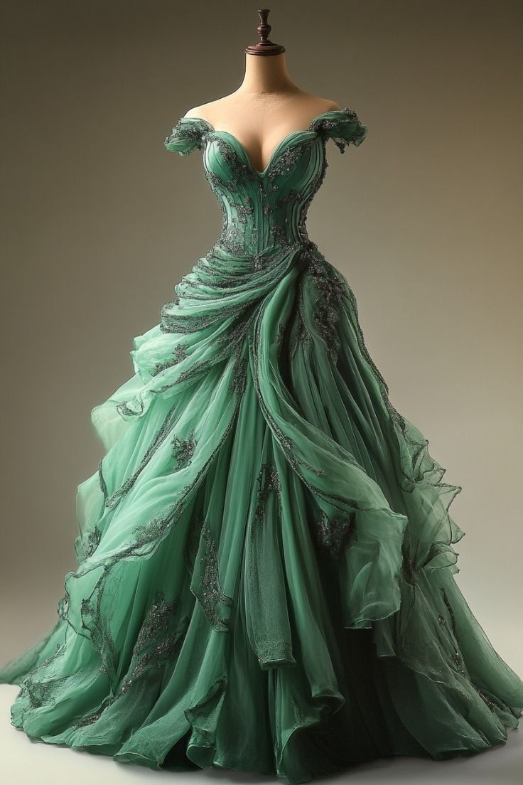 Robe de bal verte, robe de soirée pour 16 ans