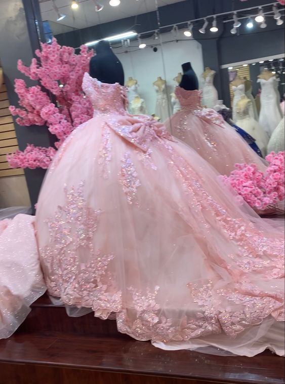 Robe de bal rose en tulle et dentelle, robe rose de 16 ans