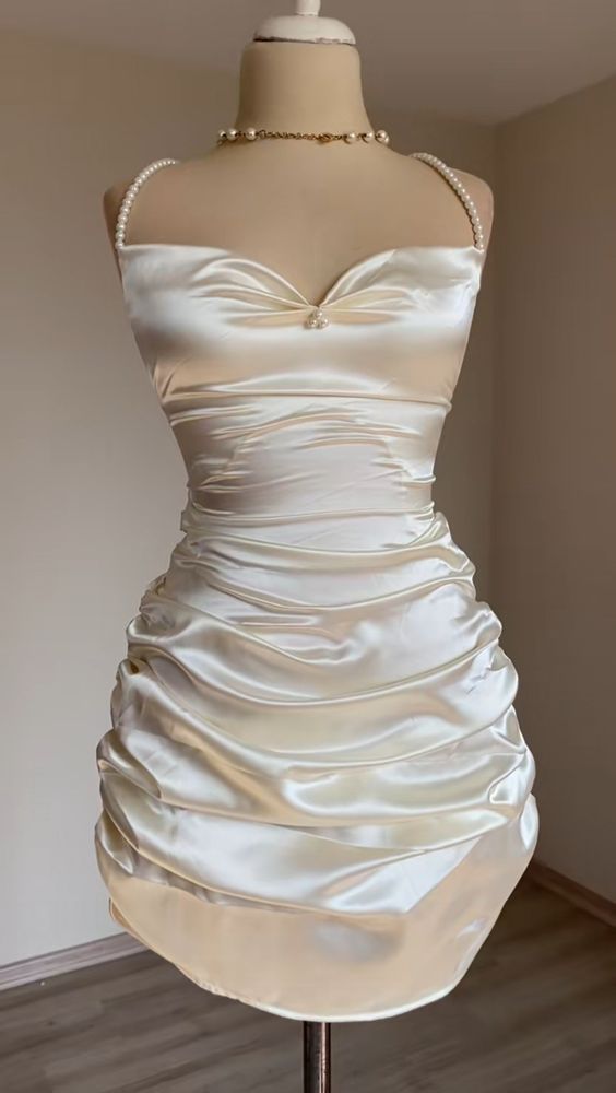 Robe en satin pour femme, robe de mariée en satin, robe de fête, robe de demoiselle d'honneur, robe de bal, robe de cérémonie courte