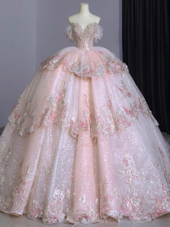 Robe de bal rose épaules dénudées pour 16 ans