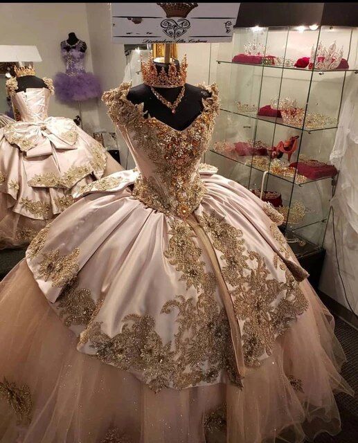 Robe de quinceañera avec appliqués, perles et corset, robe de bal pour 16 ans