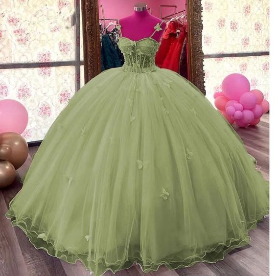 Robe princesse en tulle avec papillons, robe de bal, robe de 16 ans