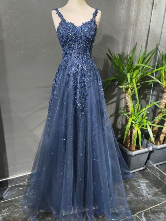 Robe de fête bleue, robe de demoiselle d'honneur, longue robe de bal, robe de soirée de cérémonie