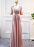 Robe rose en mousseline de demoiselle d'honneur, longue robe de cérémonie, robe de fête rose