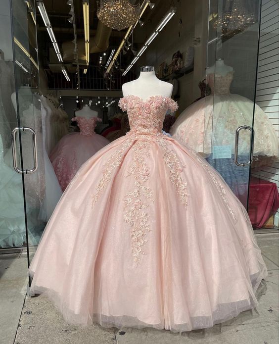 Robe de quinceañera avec appliqués de dentelle, robe de 16 ans, robe de bal
